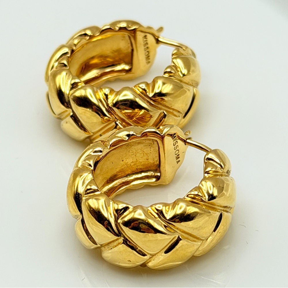 Missoma Lucy Williams MEDIUM Waffle Hoop Earrings Gold Vermeil 18K  Retail $218